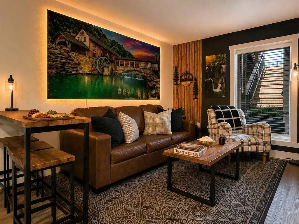 Creekside walk to downtown, landing, king bed
