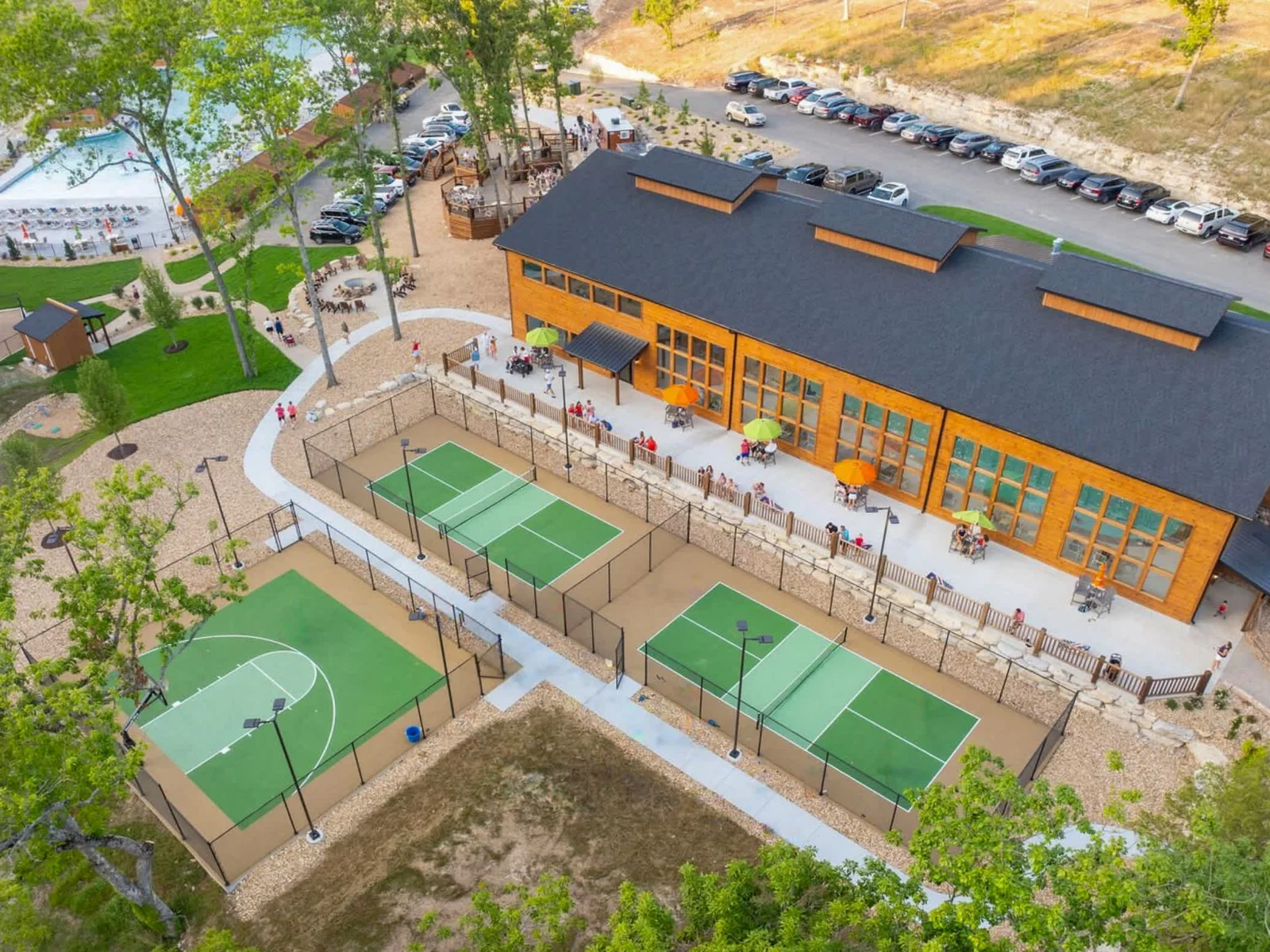 Grab a paddle and challenge your crew on our scenic pickleball courts—friendly competition encouraged!