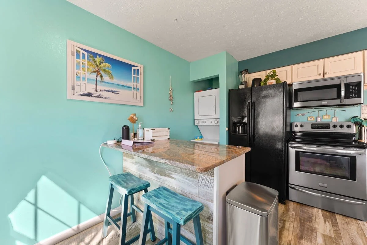 Washer and dryer and island for snacking or working