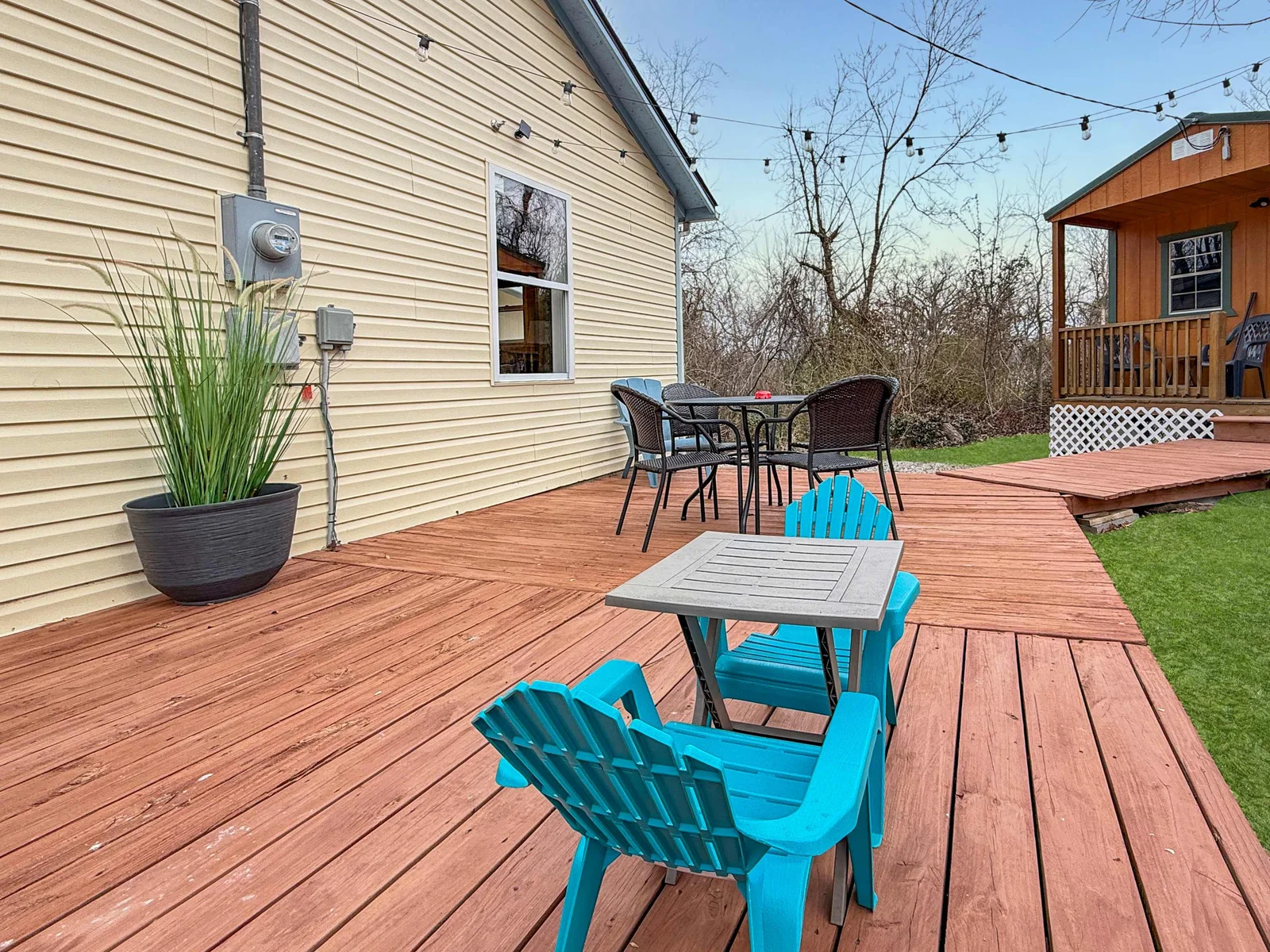 Nice deck overlooking the back yard