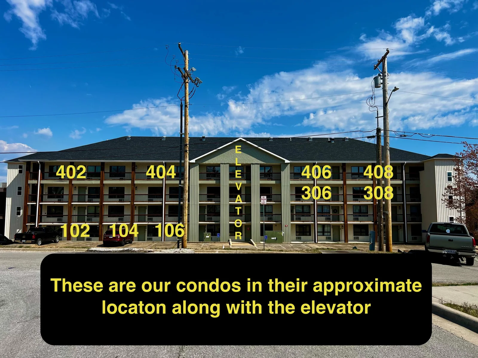 Red White and Branson is one of several condos owned and rented by your hosts, as shown.
