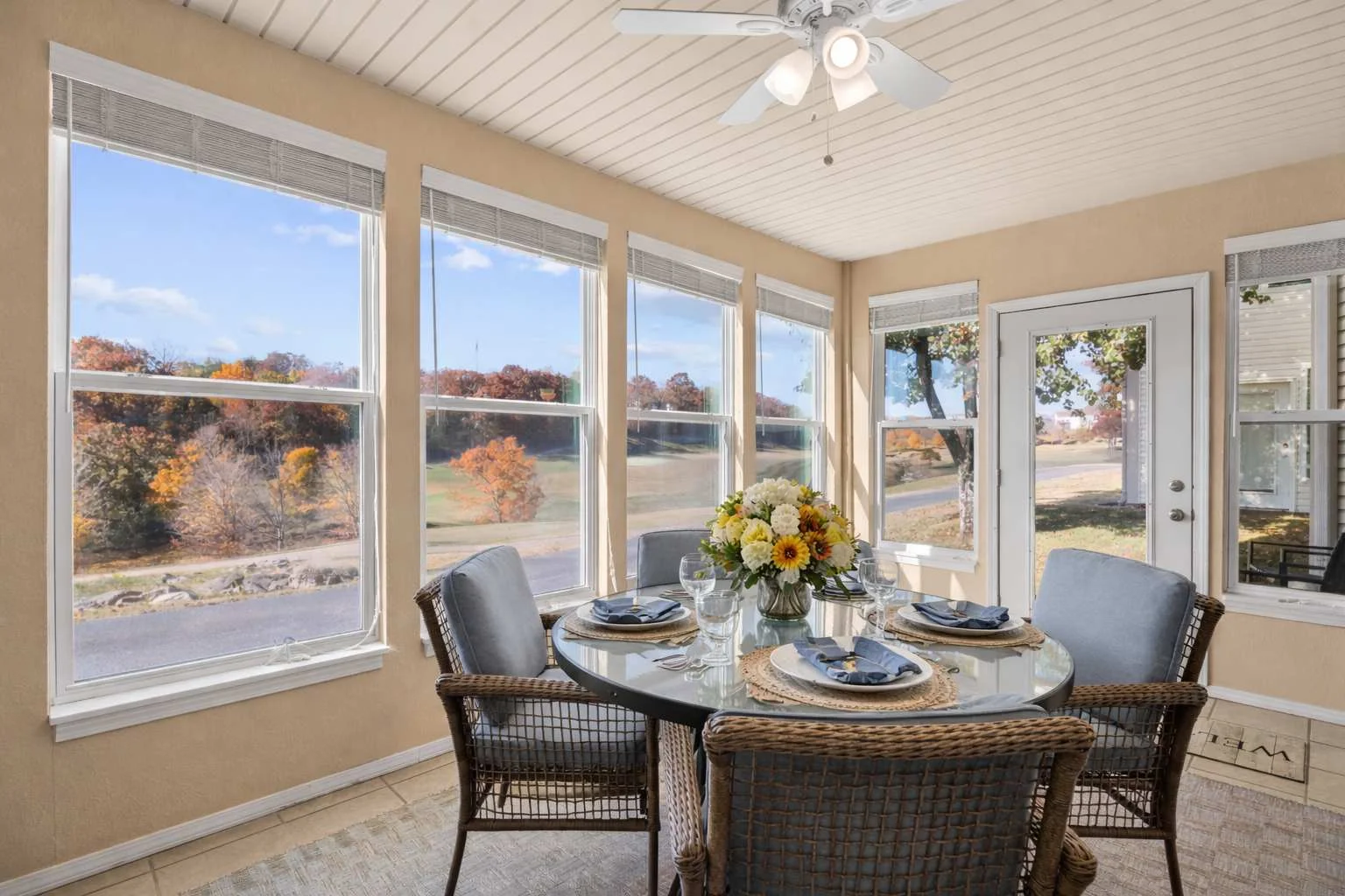 You will love having your morning coffee and your evening wine or beverage of choice in this stunning sun room. You will be at complete peace as you enjoy the gorgeous view from your new favorite home away from home.