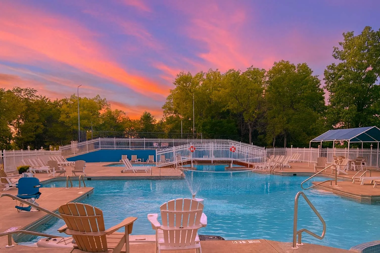 Stunning sunsets over the amazing pool