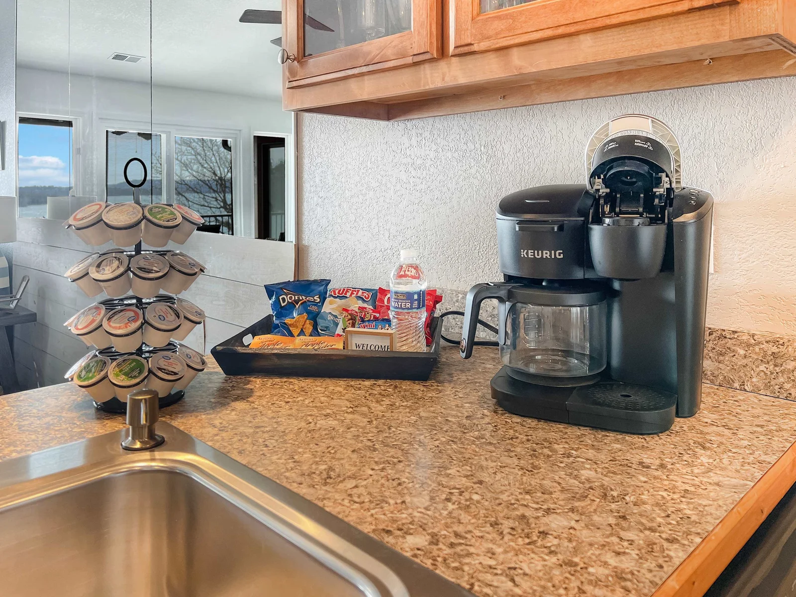 Keurig K Cup and coffee maker with plenty of K pods.