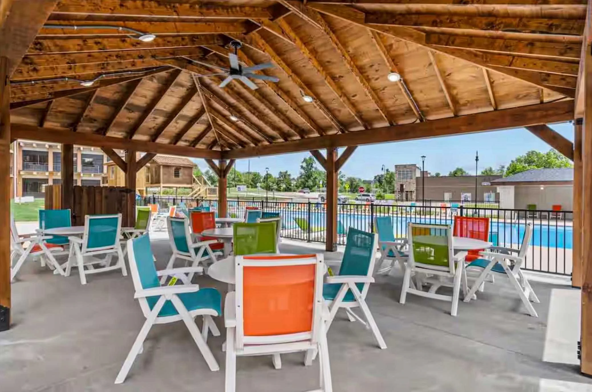 Enjoy an afternoon snack or meal poolside under the covered gazebo area.