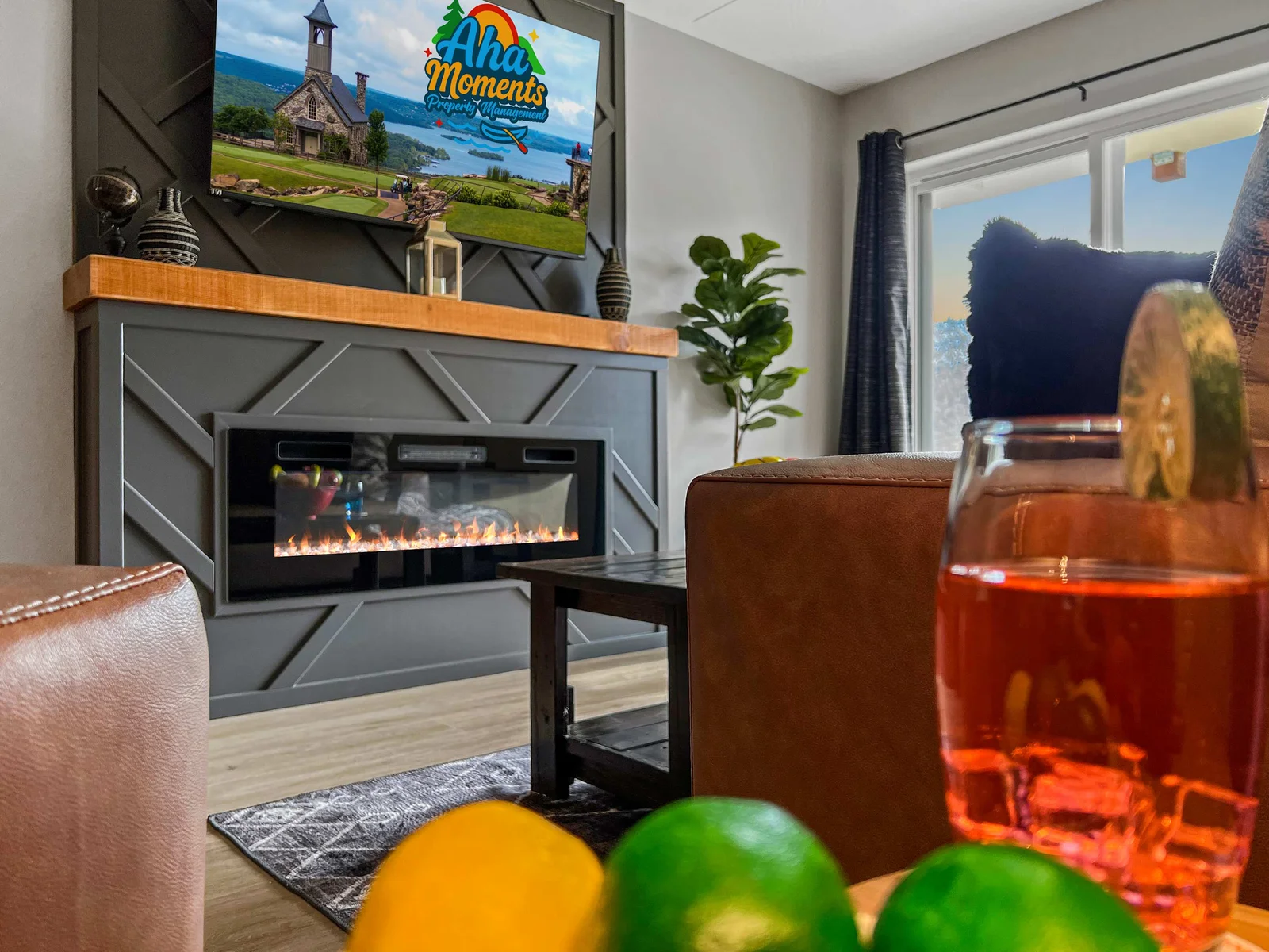 Gorgeous custom fireplace and streaming tv
