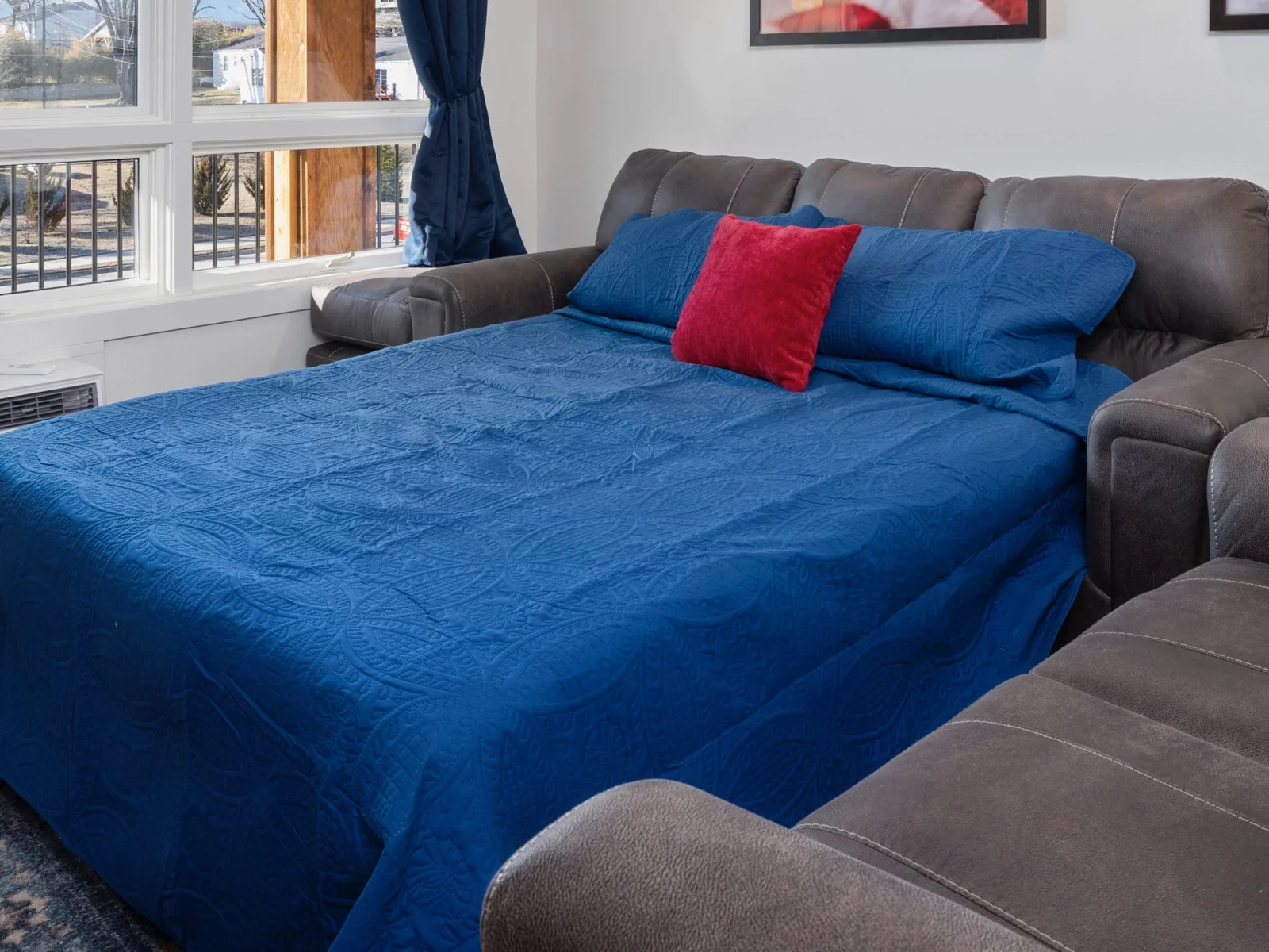 Comfortable sofa bed in the living room
