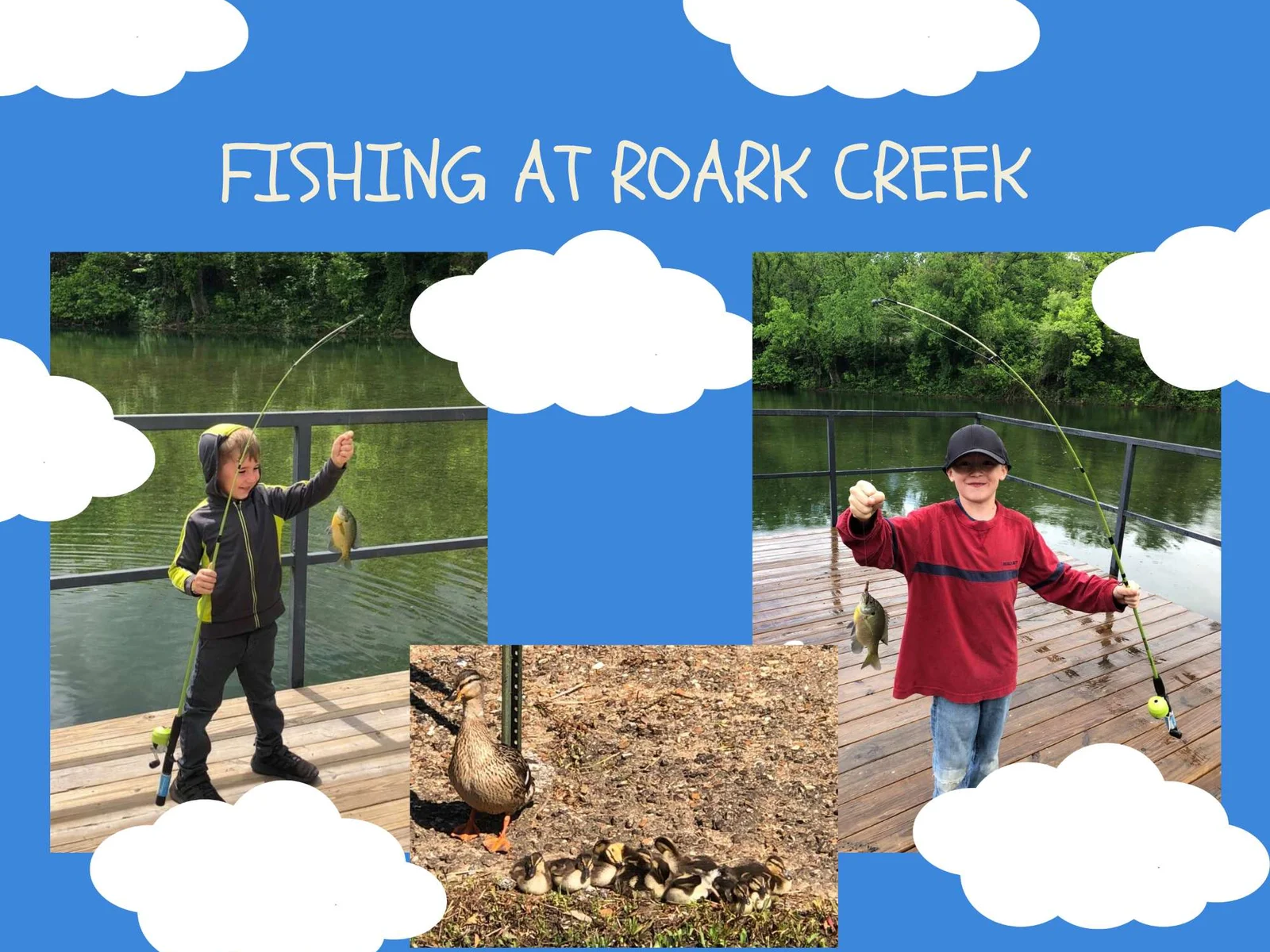 A few of our little guests enjoying a day fishing at the dock!! This is what vacation is all about!