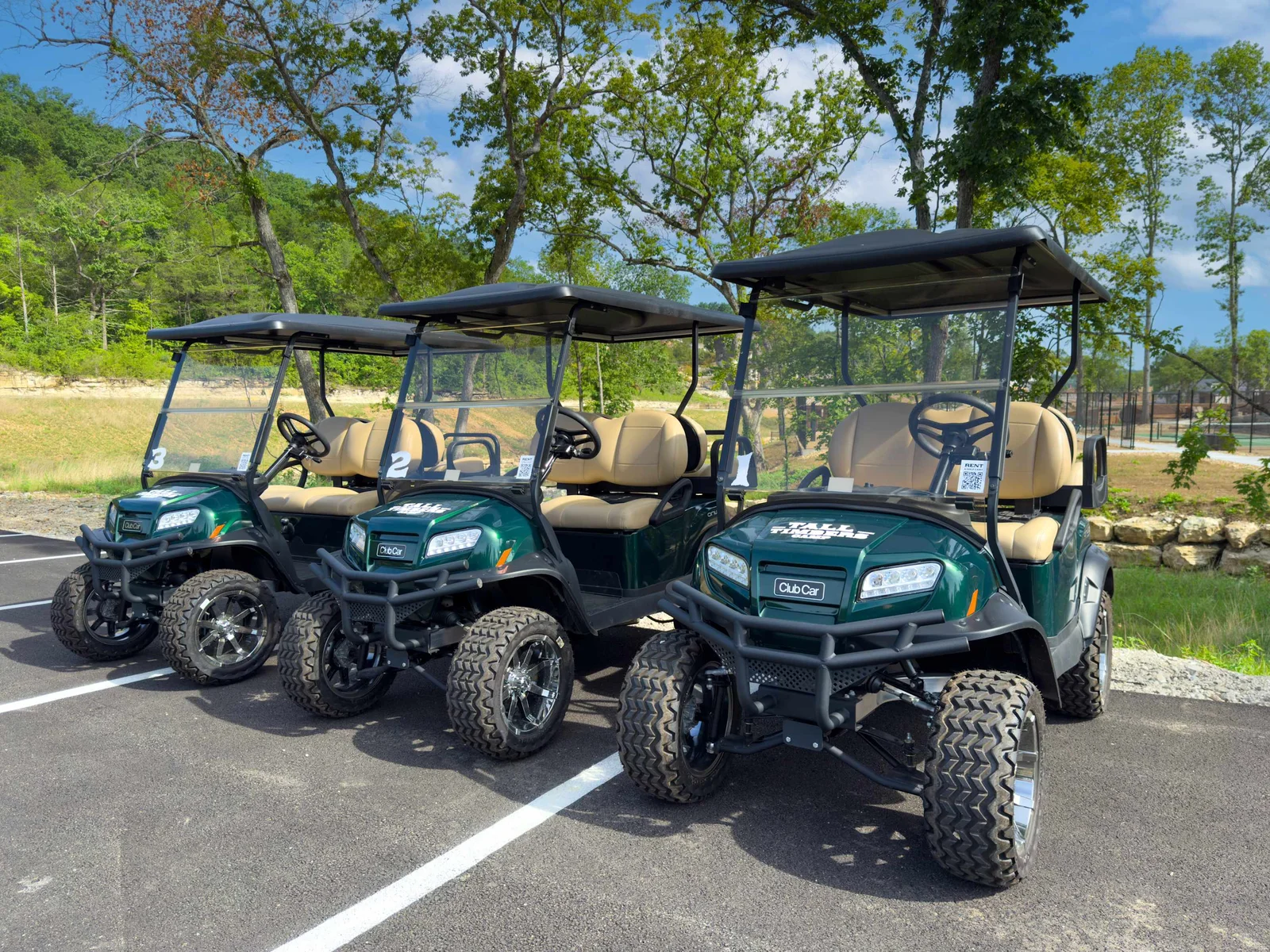 Roam in style—rent a golf cart and cruise through the woods and wonders of Tall Timbers.