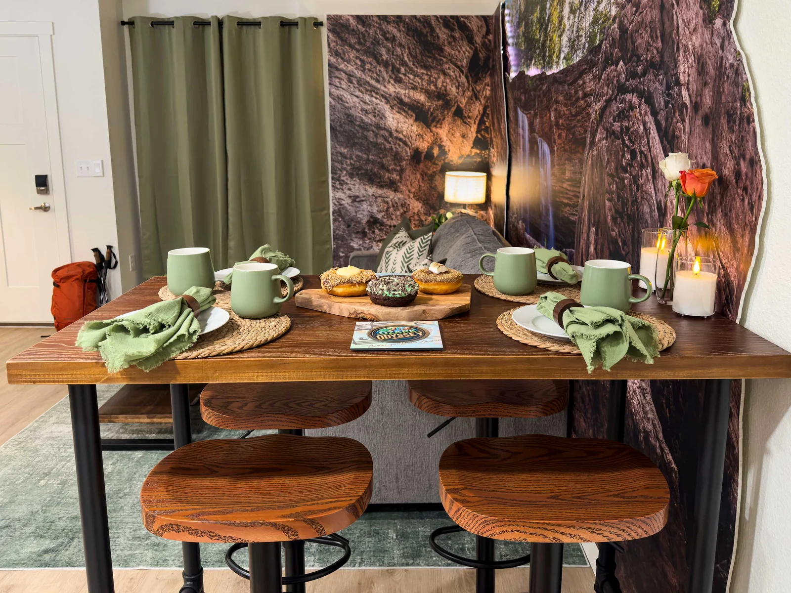 Hightop bar seating for 4 will make the perfect in-house dining experience during your stay!