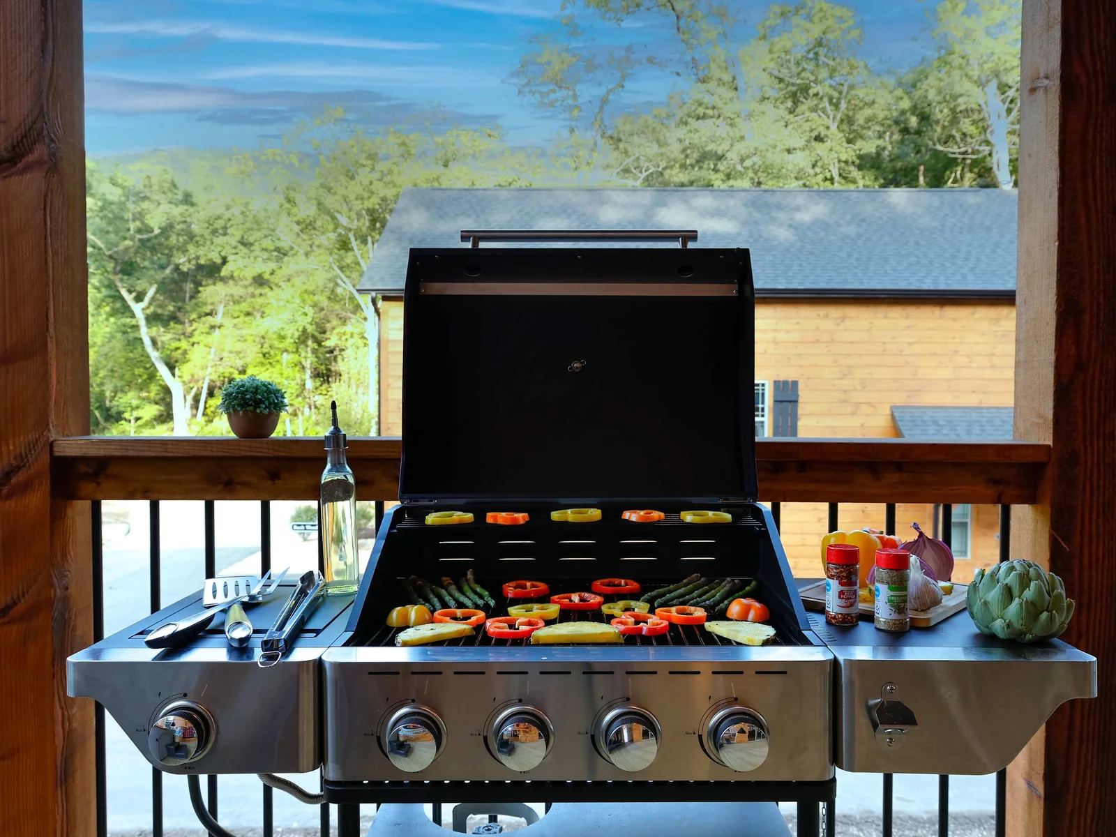 Grill up your favorites on the stainless steel BBQ.