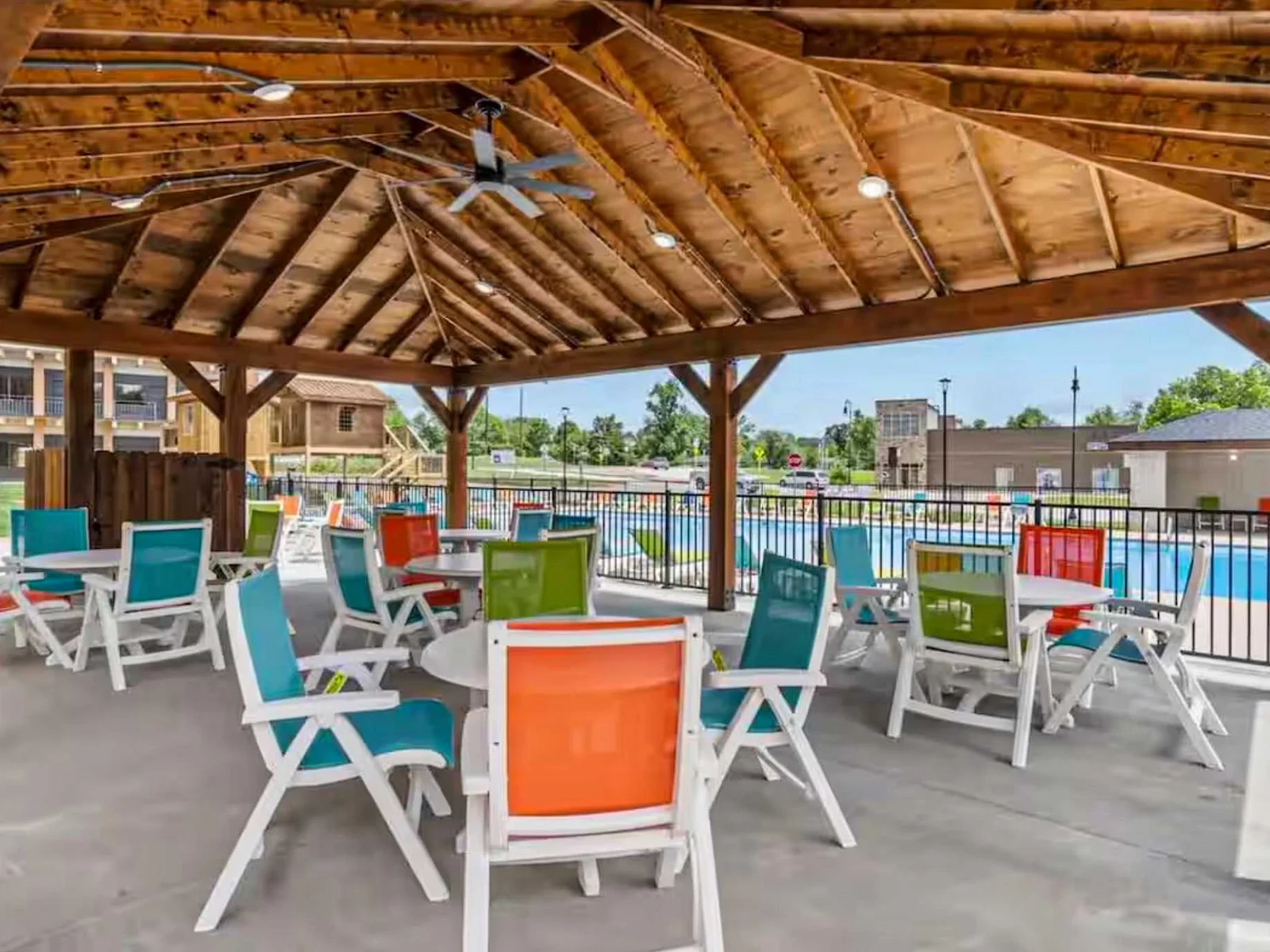 Enjoy an afternoon snack or meal poolside under the covered gazebo area.