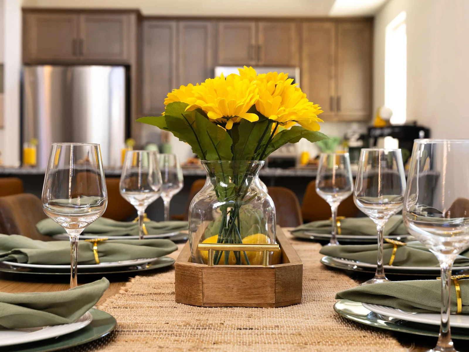 Gather around the stunning 8-seat dining table, where rustic charm meets refined elegance.