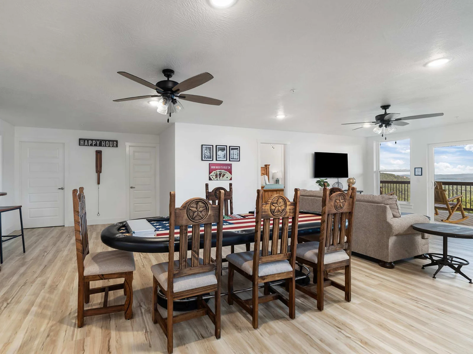 Game room and hang our area overlooking the massive deck.