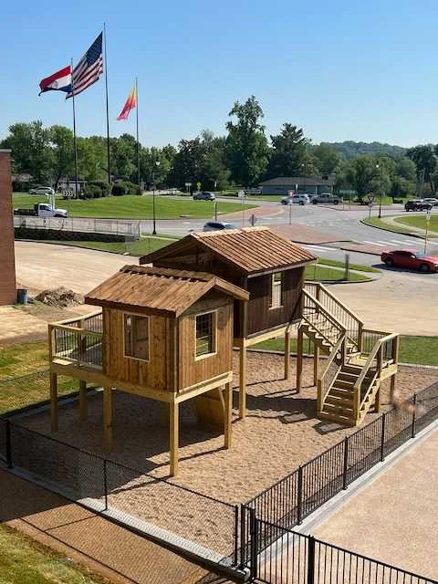 Children's playground and playhouse