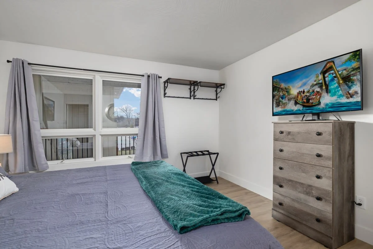 Natural light floods the King Suite. We also have provided blackout curtains in each room.
