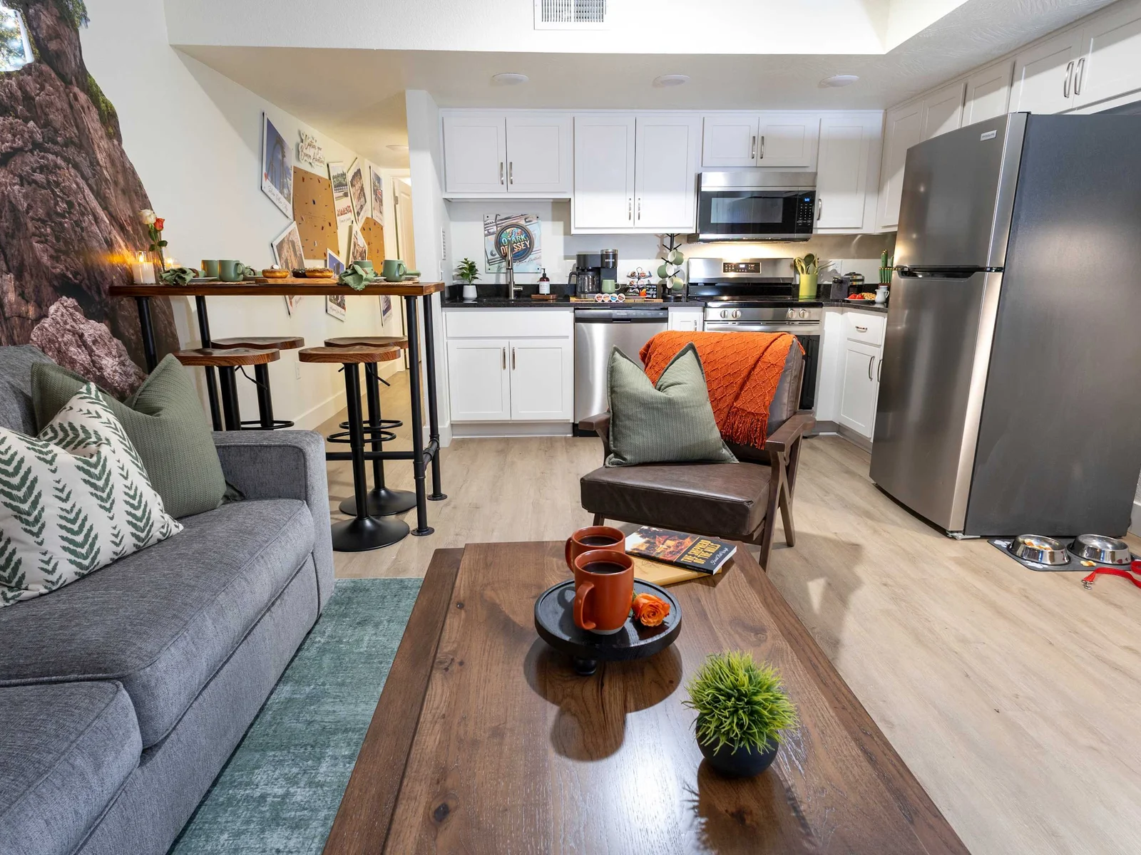 Ozark Odyssyey offers an open-concept living, dining, and kitchen space.