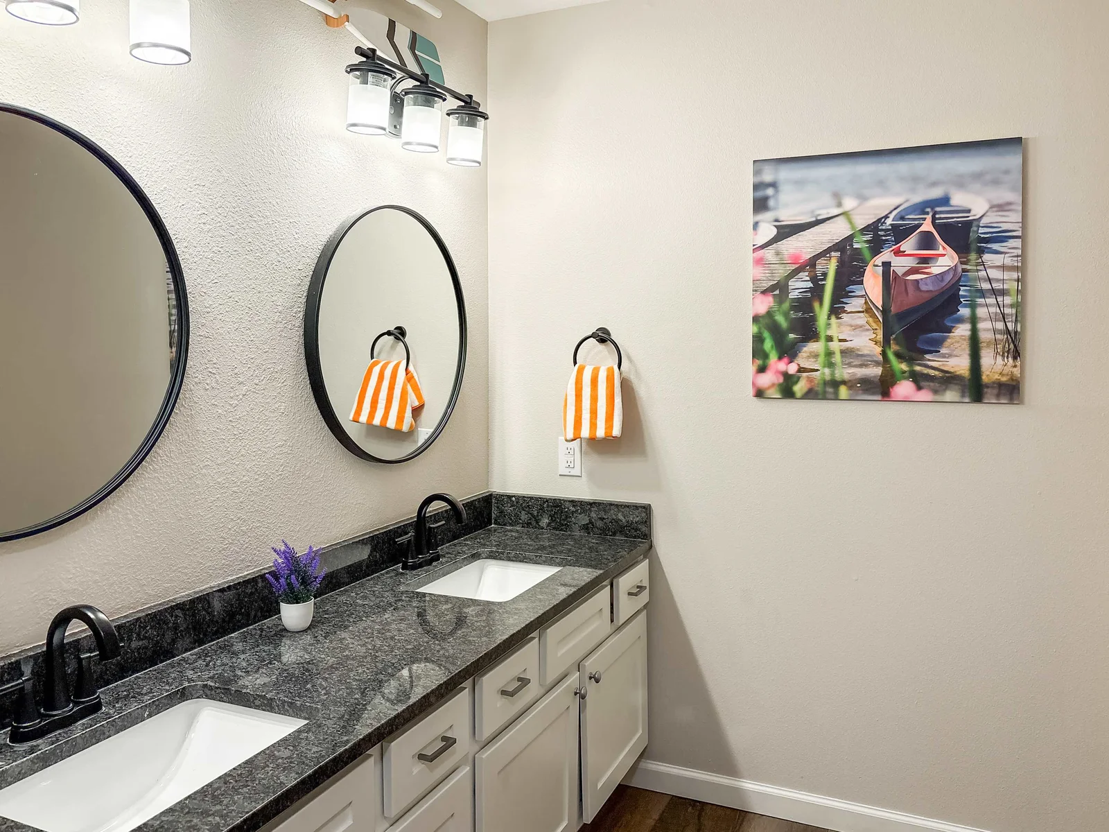 With a spacious double vanity.