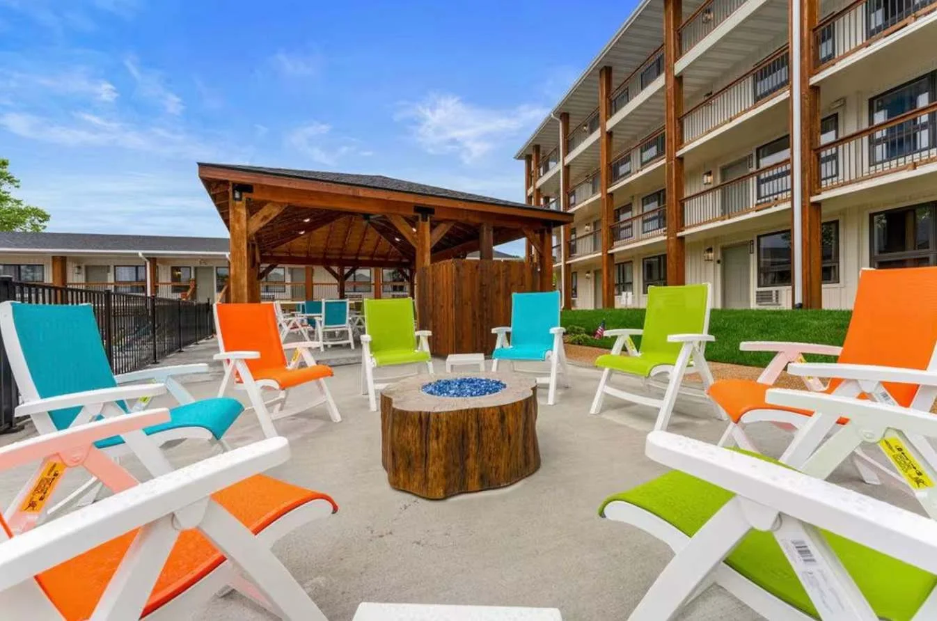 Beautiful gas firepit and chairs to enjoy with friends and family