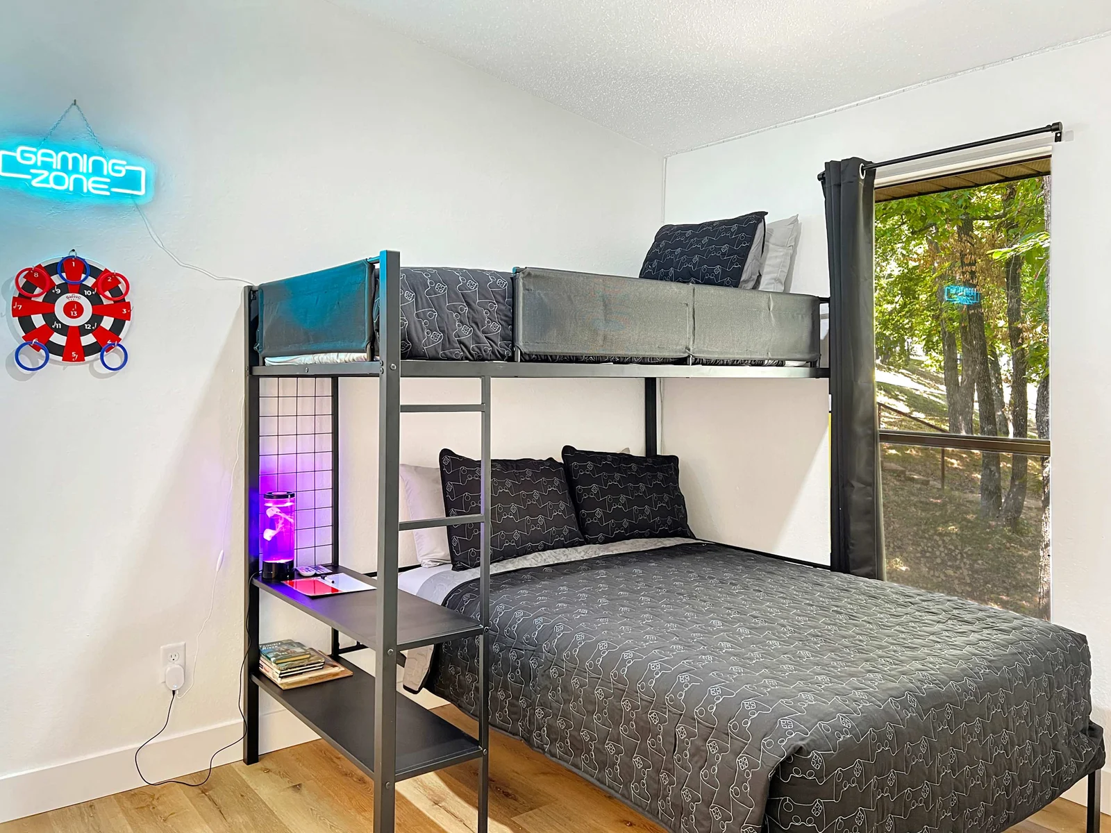 Twin over Full bunk beds in this special kids room
