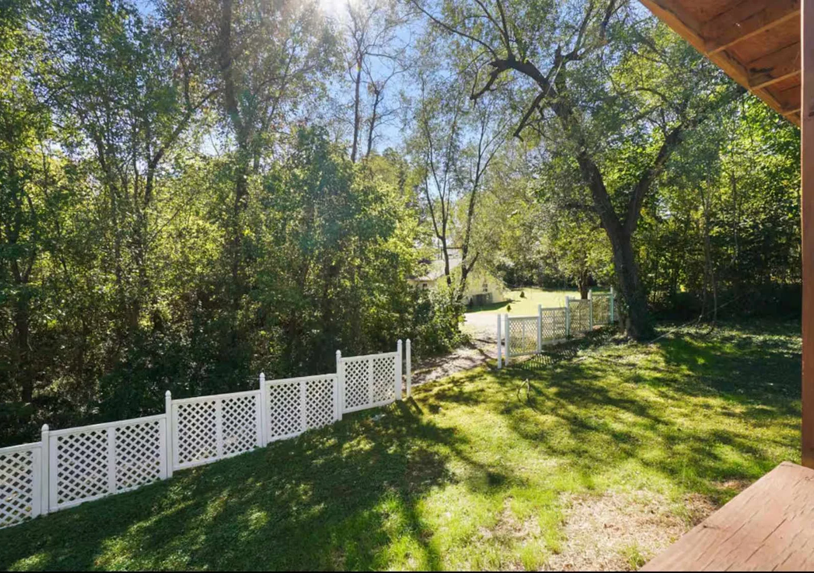 Beautiful backyard at Rams Den 1 and right on the right side of those trees is Rams Den 2