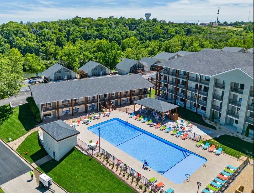 One of Branson's most beautiful outdoor pool with pavilion, kids play area and firepit