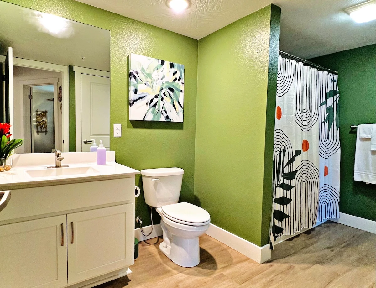 Large beautiful bathroom with tub and shower