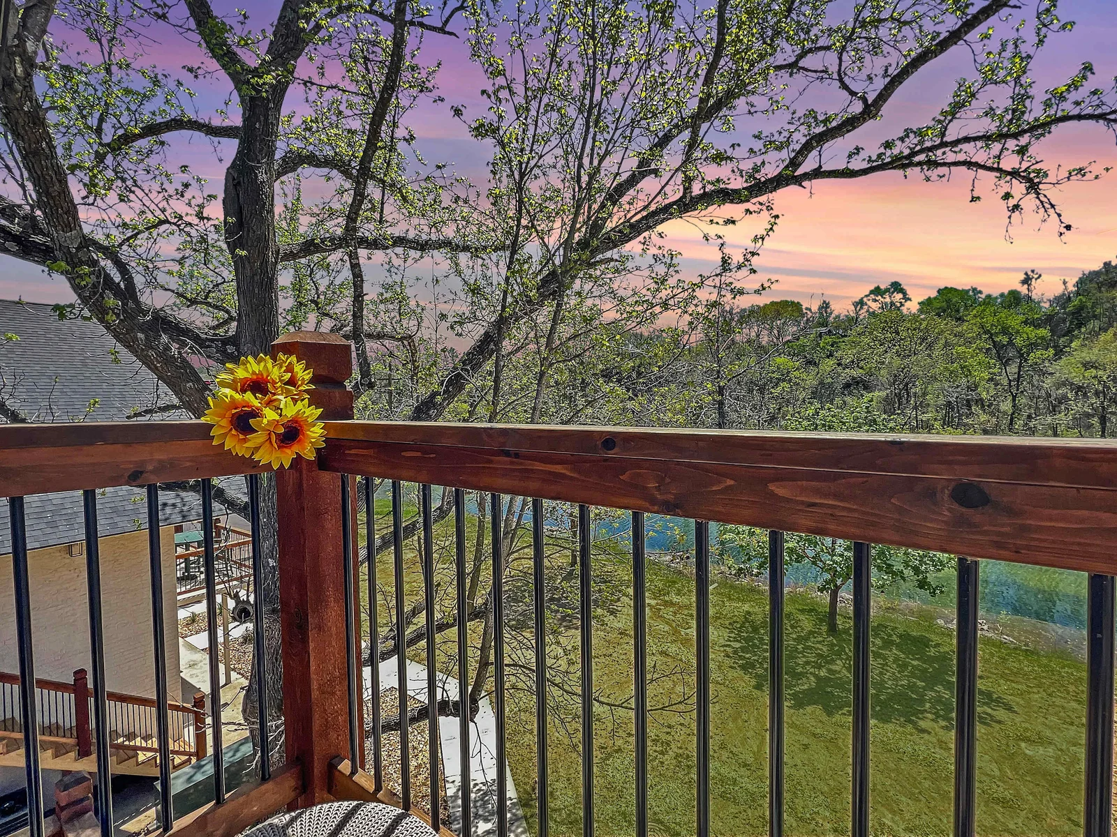 Enjoy your cup of coffee or glass of wine while sitting on the deck overlooking Roark Creek.