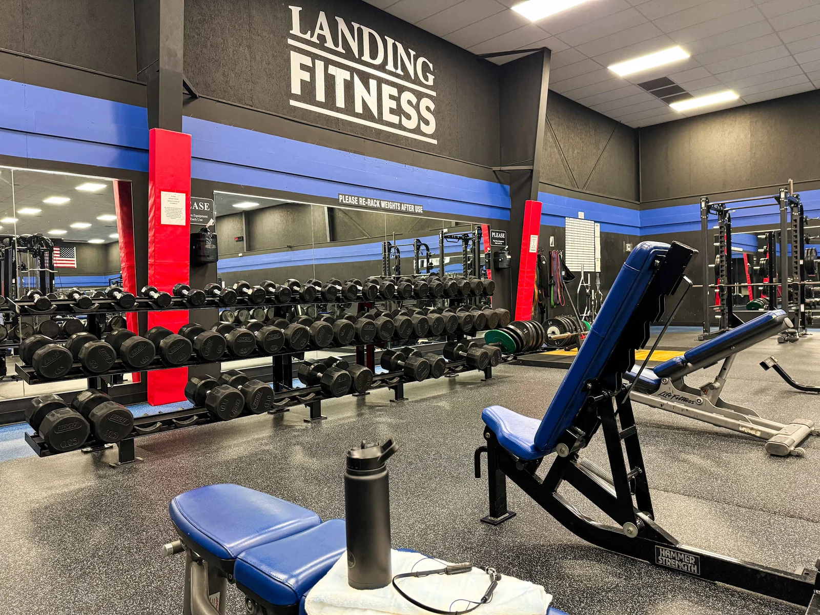 You'll be able to use the Landing Fitness facilities during your stay, which include a full-size gym with free weights, weight machines, cardio equipment, and more.