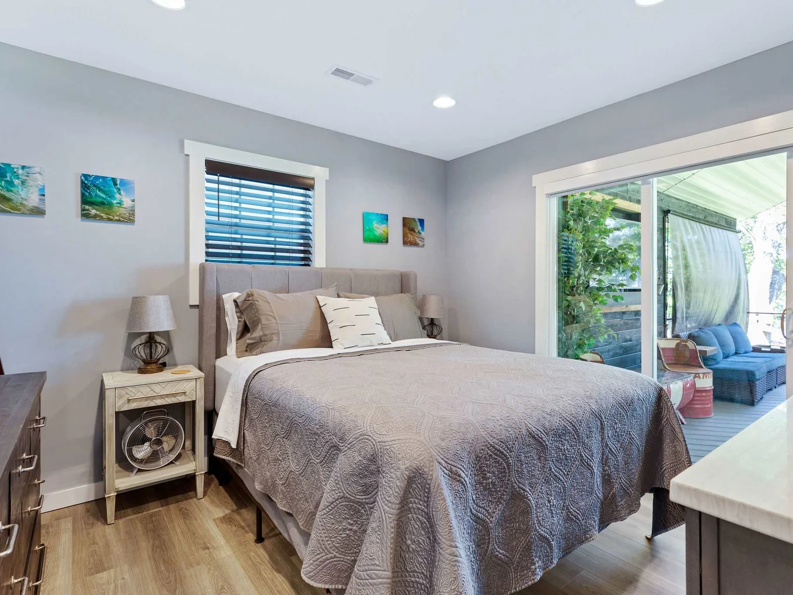 Primary bedroom with walkout access to back deck