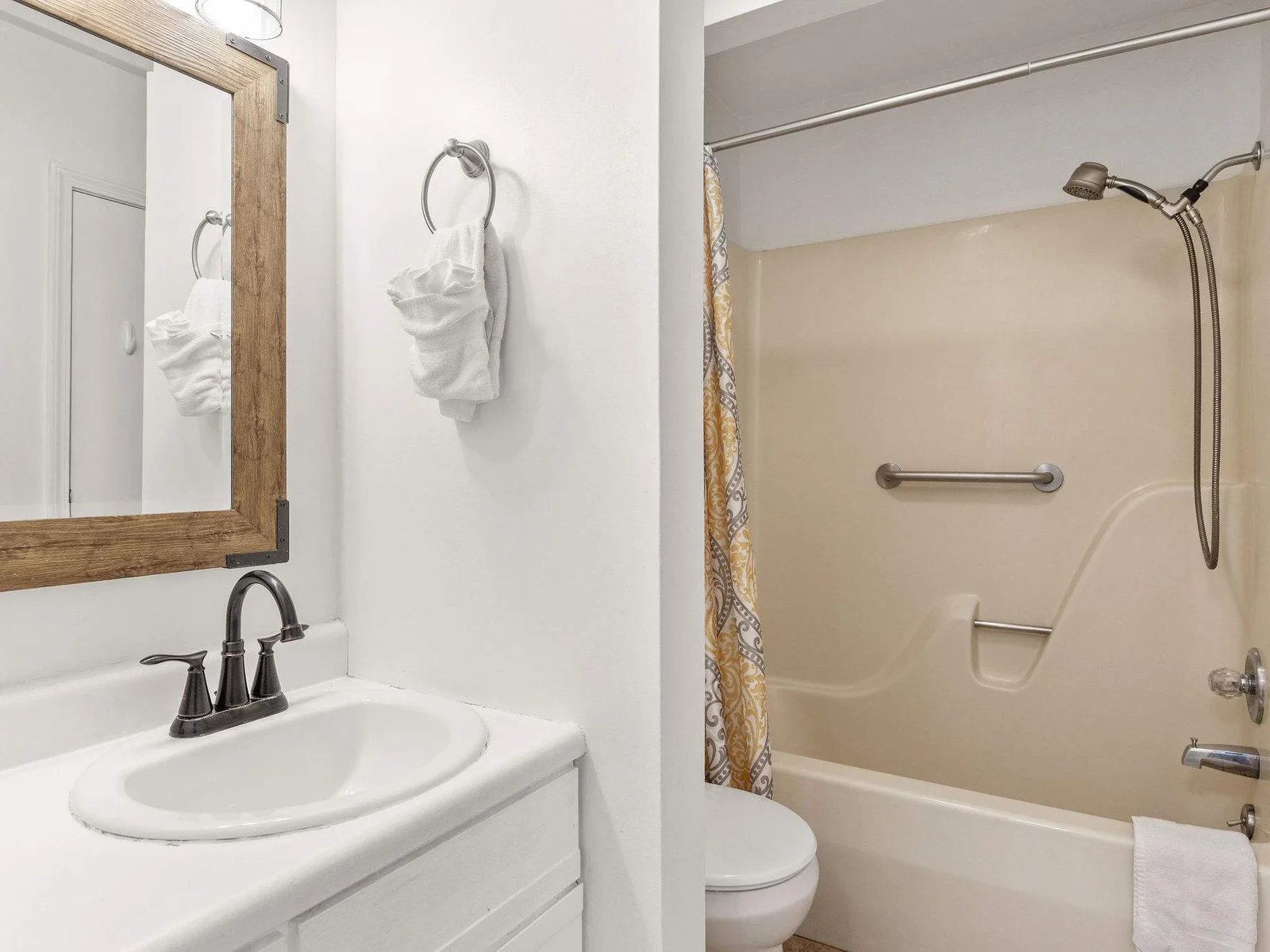 Bathroom with shower tub combo!