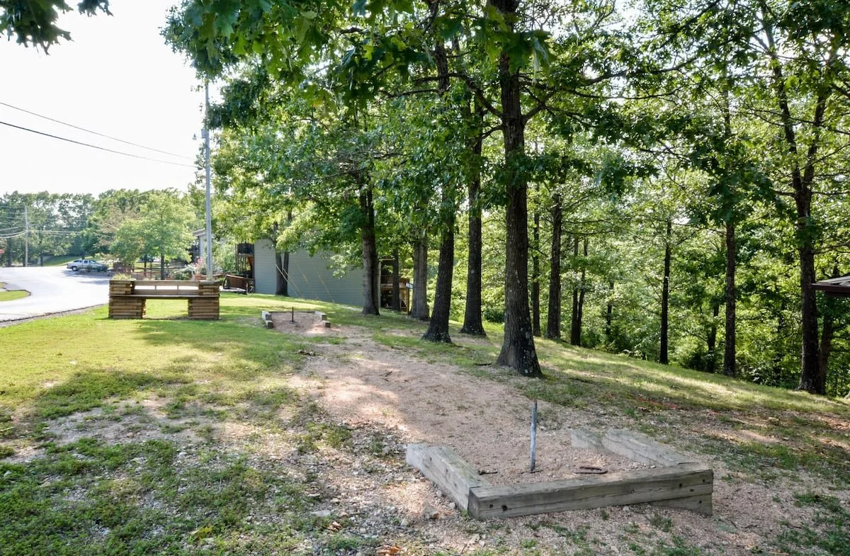 Throw horseshoes by the pool area