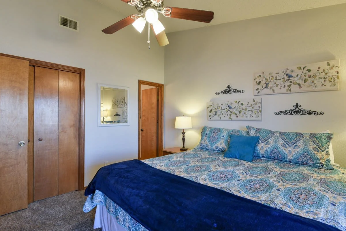Primary bedroom with walkout access to back deck!