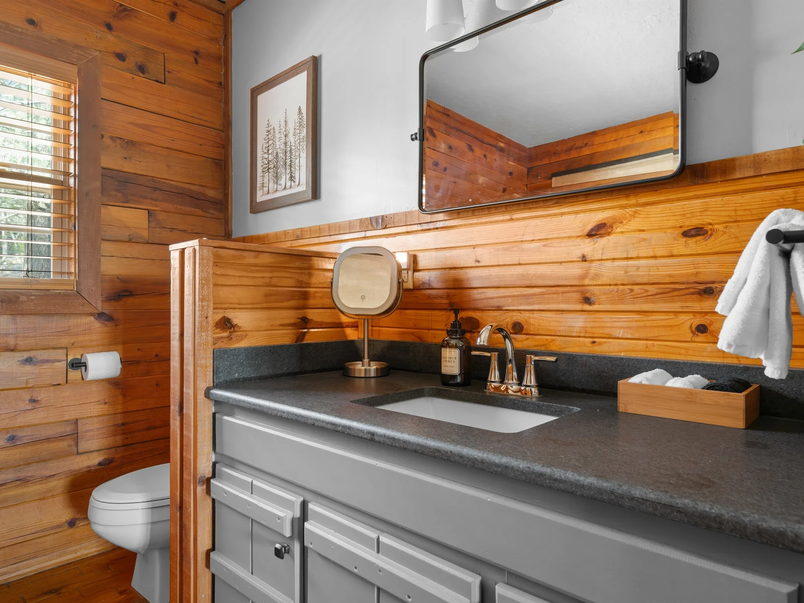Indulge in relaxation—this newly updated bathroom feels like a personal spa