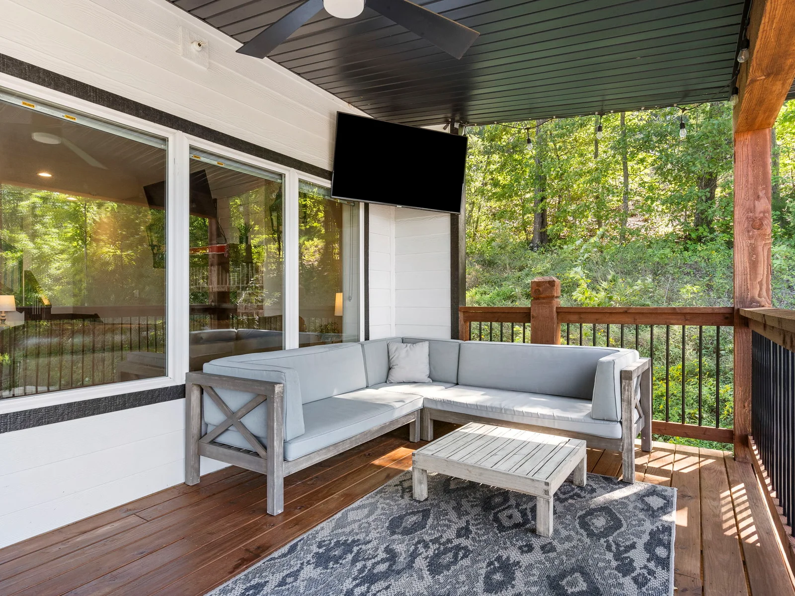 Outdoor seating with television
