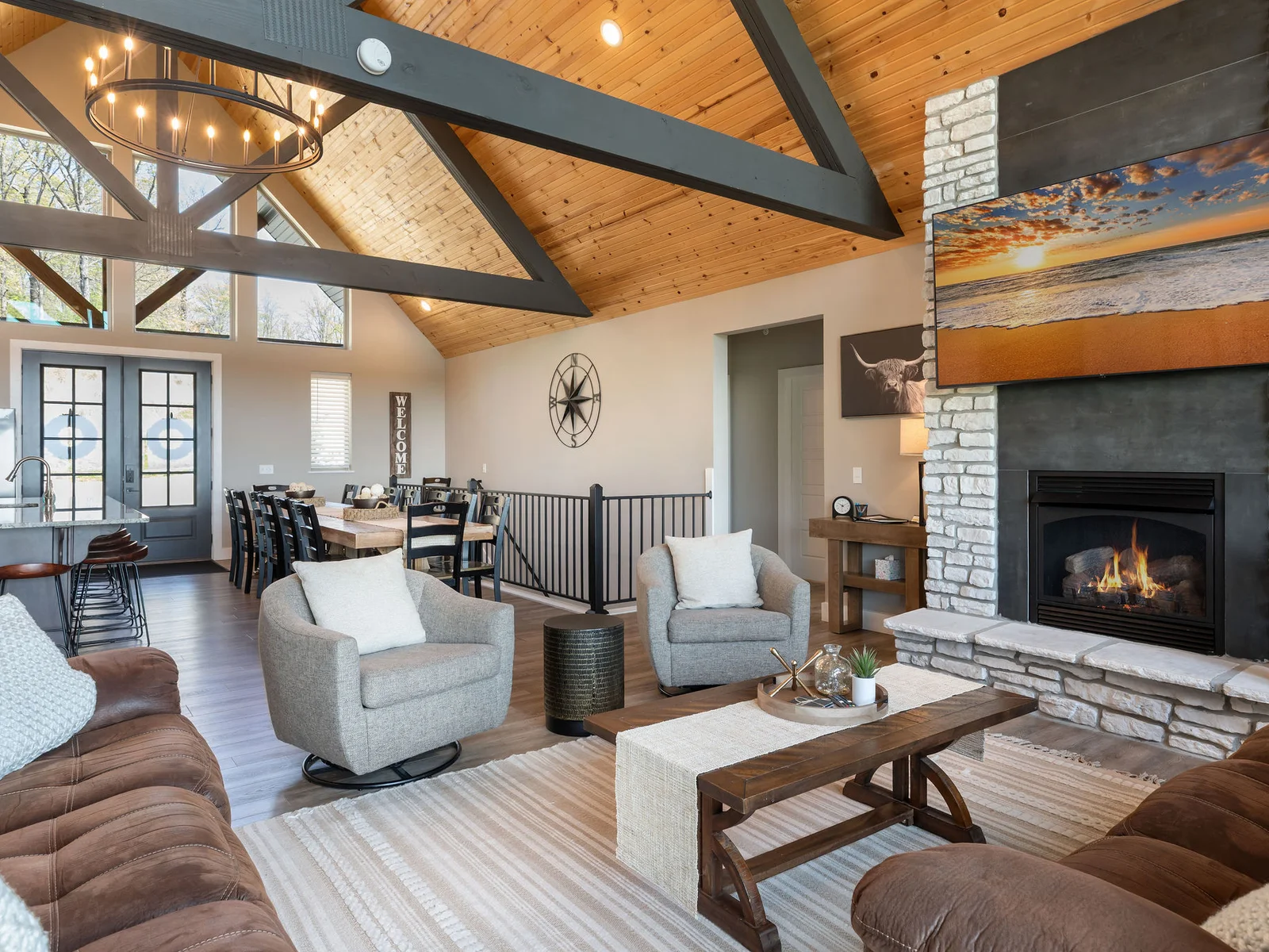 Cozy up around the electric fireplace