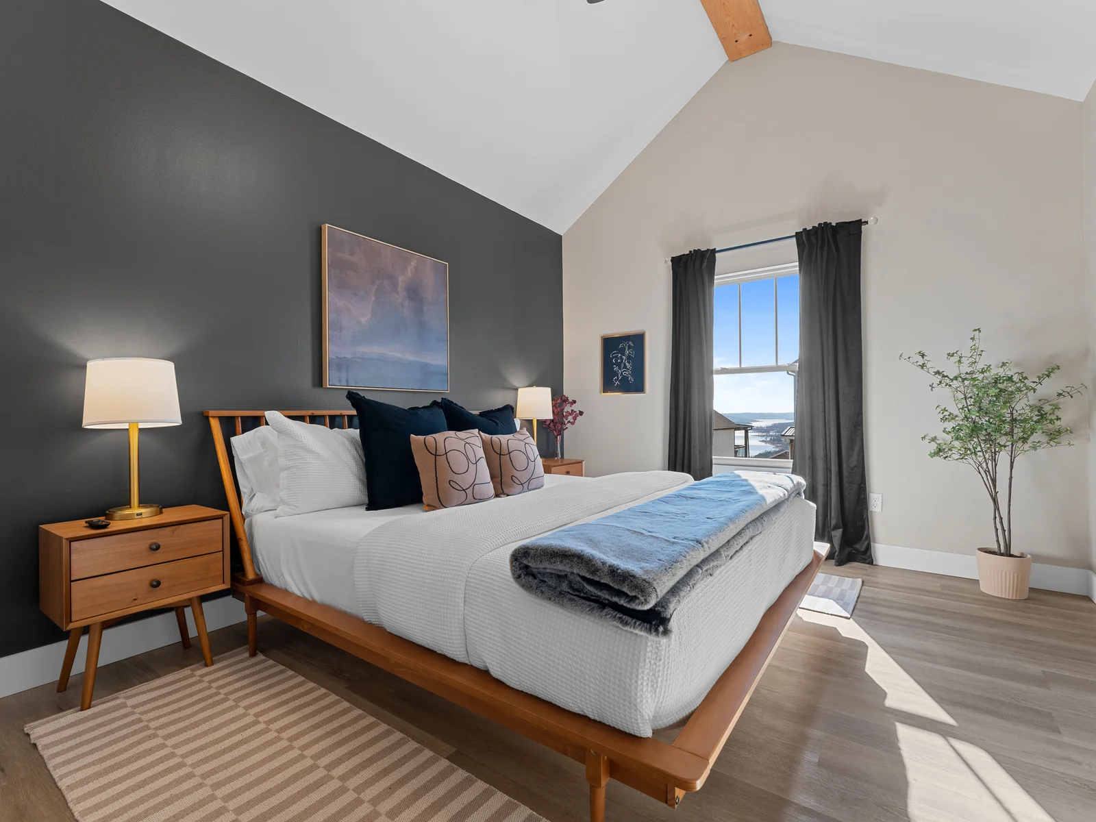 Bedroom Oasis: Bright, airy retreat with stunning views and stylish modern decor awaits you!
