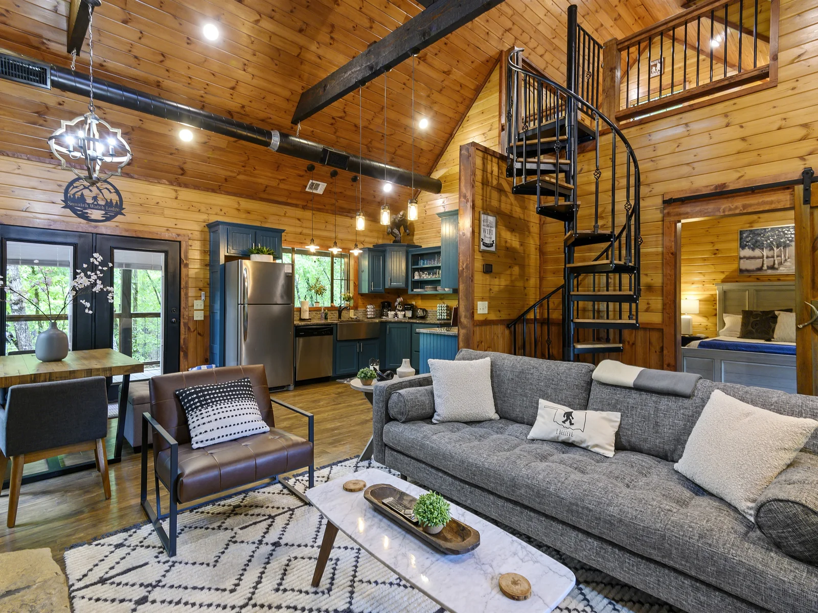 This Stylishly Updated Cabin Combines Timeless Warmth with Modern Functionality in One Flowing Space