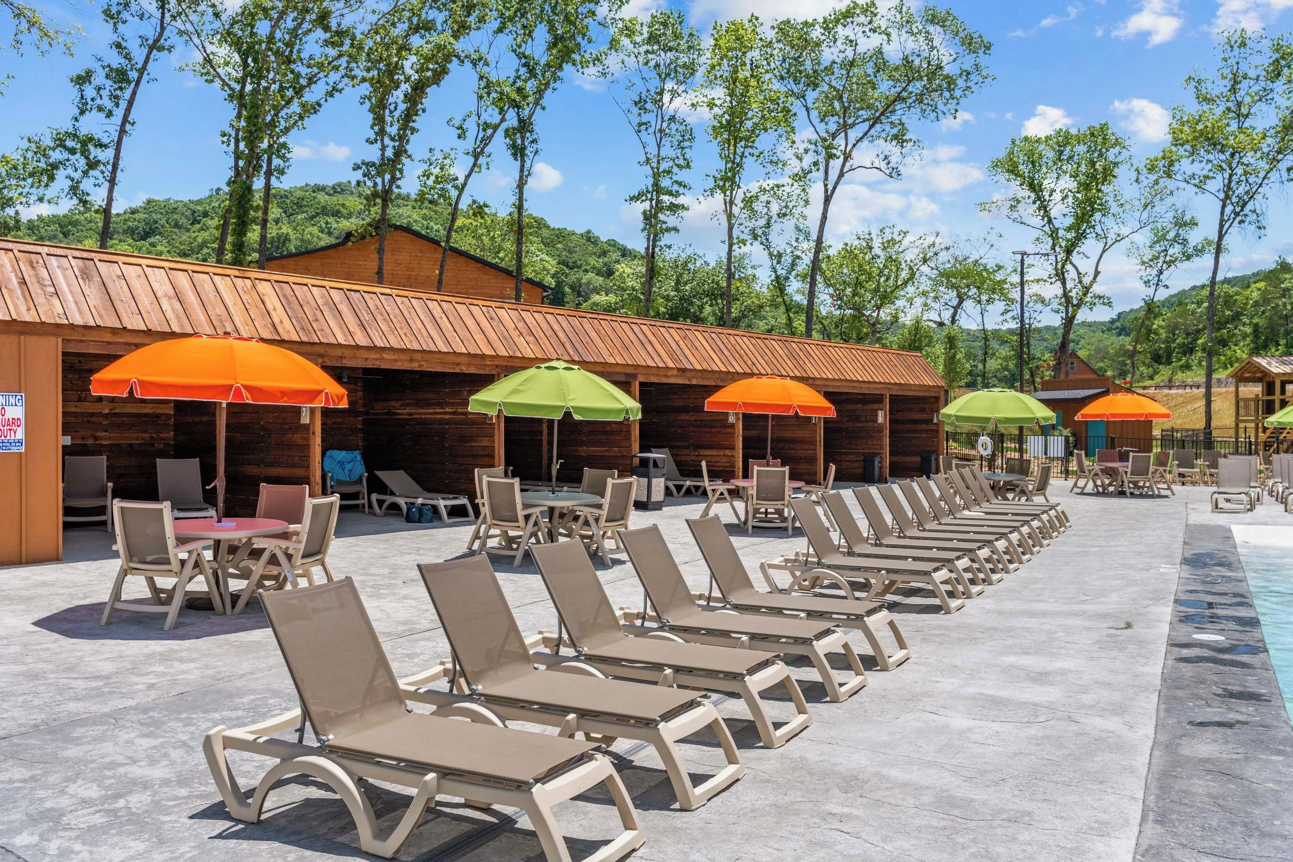 Cabanas available in the outdoor pool area.