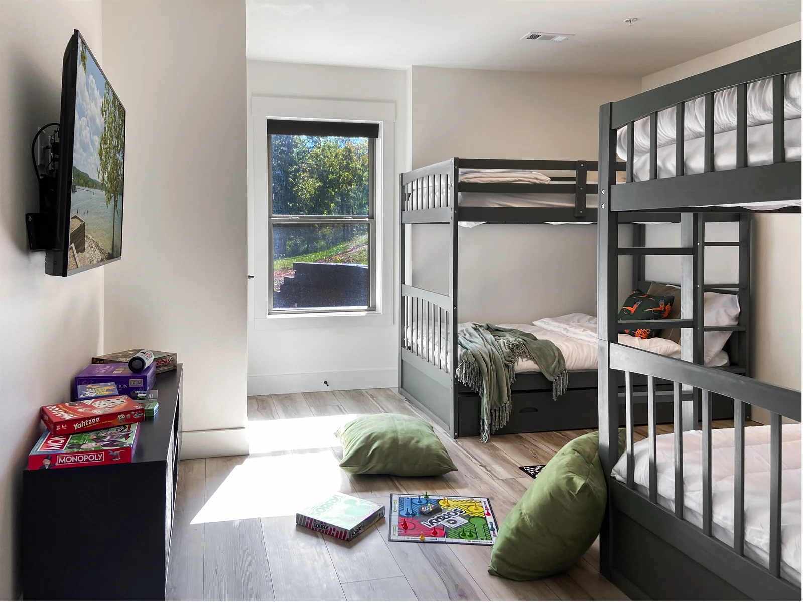 Lower level bunk room-2 twin bunk sets and 2 trundles-sleeps up to 6. (An air mattress is available for use as well).