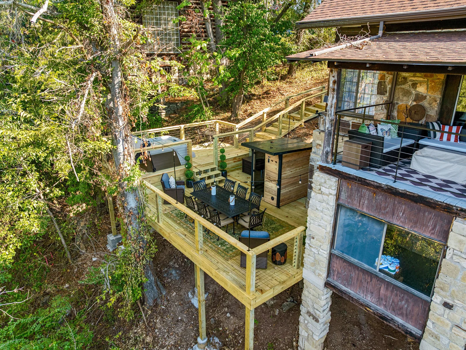 The glow-up deserves a closer look. ✨ Hot tub. Sauna. Fire. Views. And a whole new way to experience Cliff Haus. 🌲🔥♨️