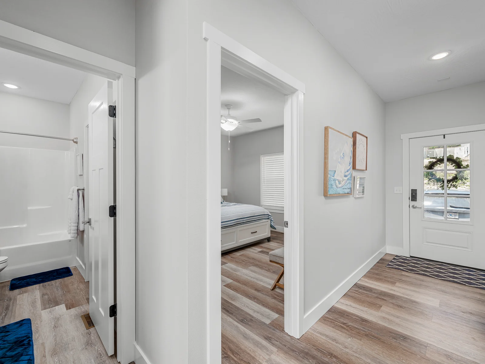 King bedroom to the right of the entry.
