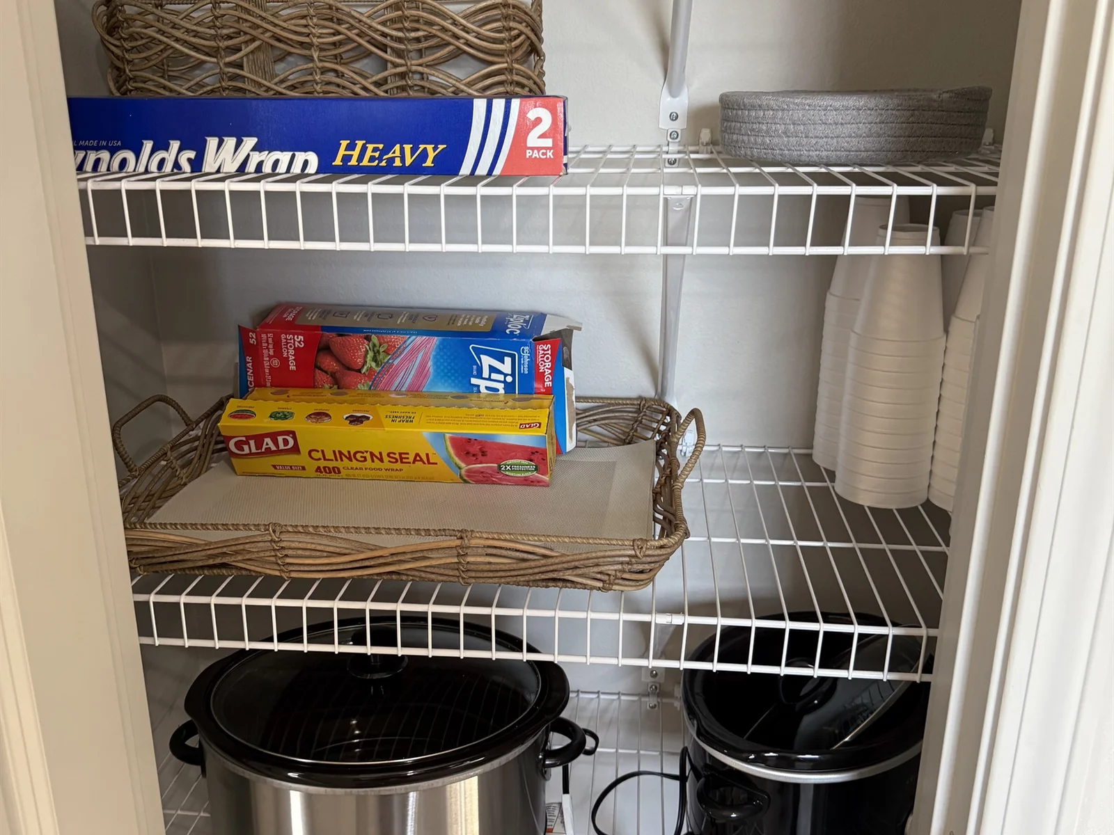 Kitchen closet is stock with items to make it feel like home