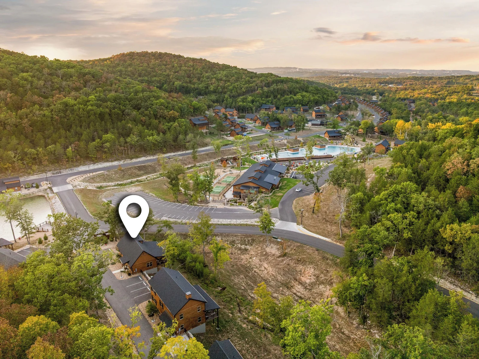 Very close walking distance to many of the amenities. Level walking from the cabin.