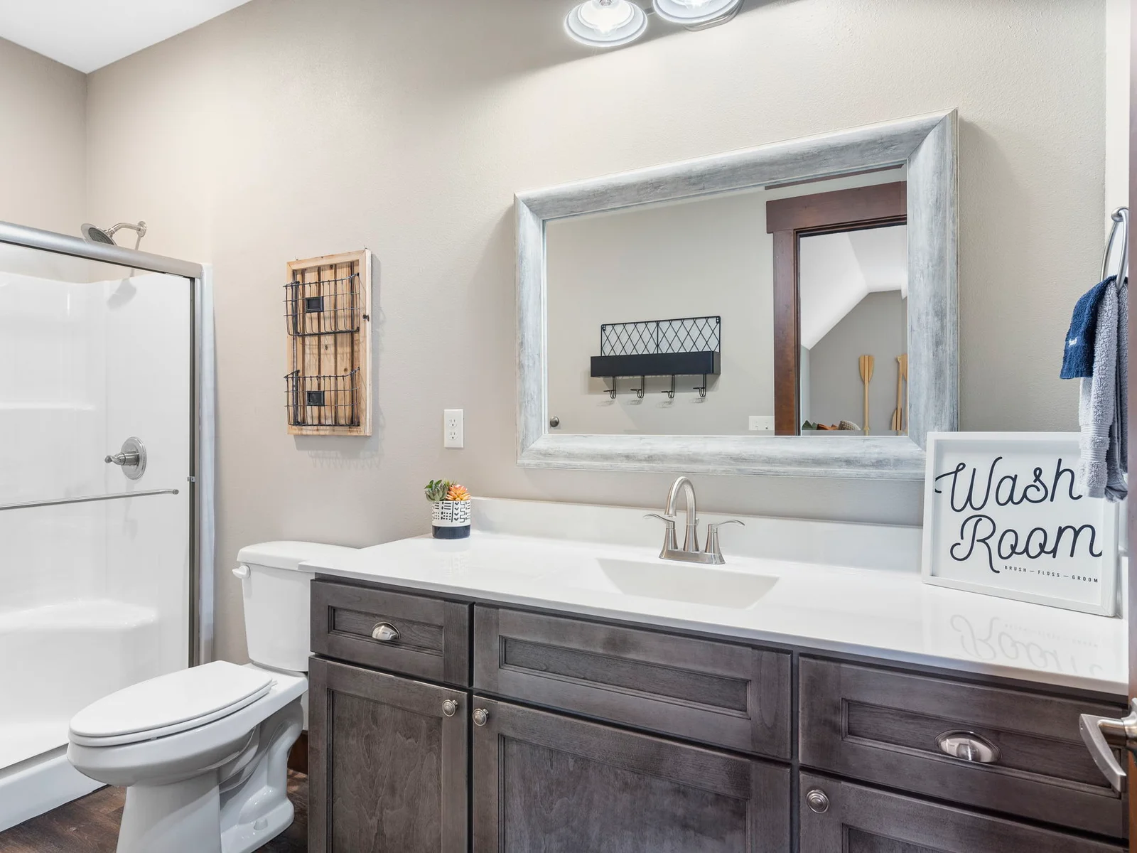 Bathroom attached to one of the upper level double queen rooms