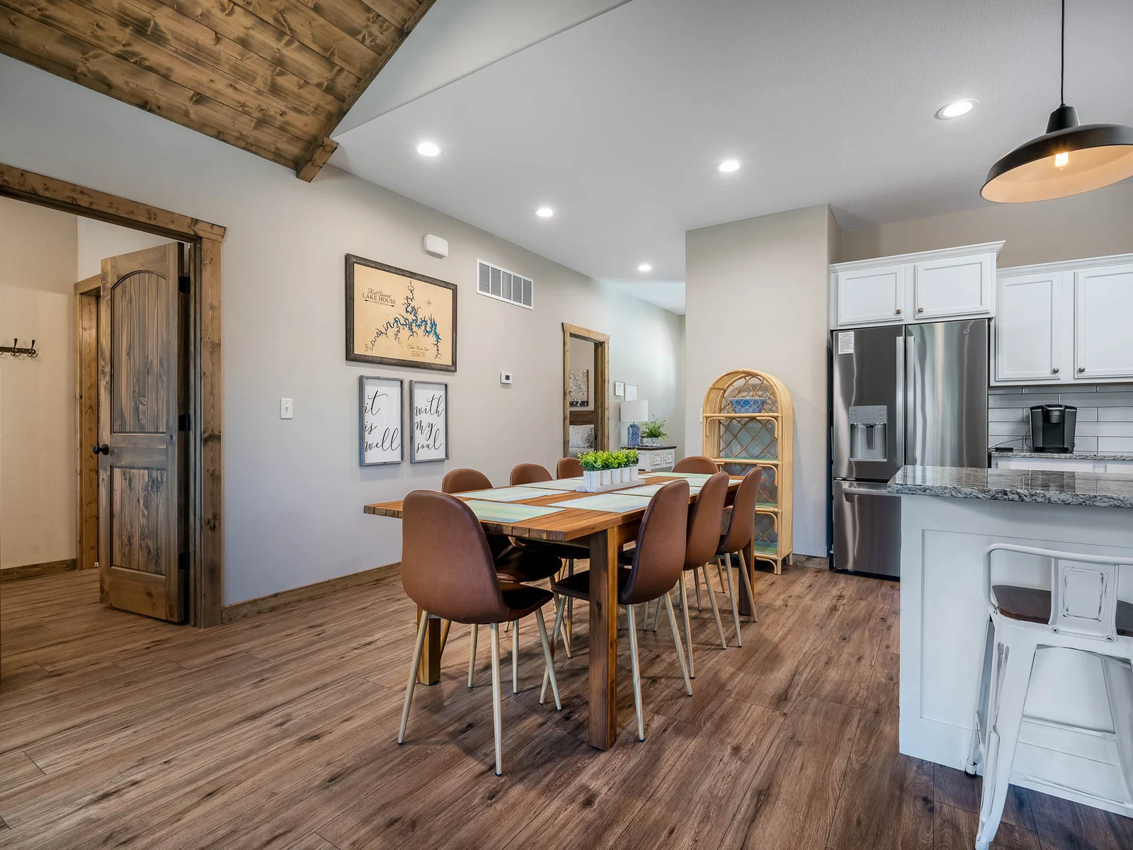 Dining space and kitchen area