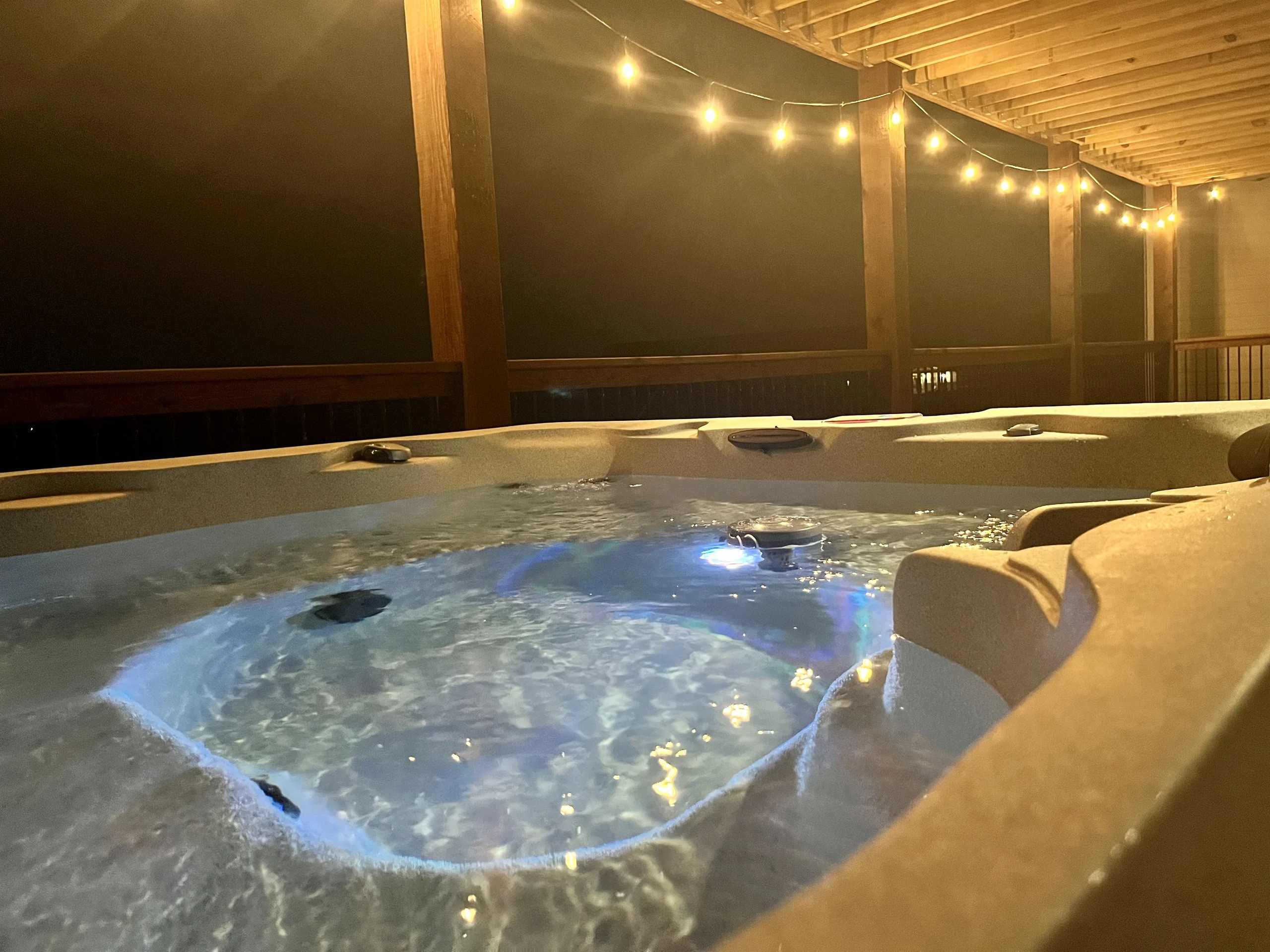 Relax in the Hot Tub at Night