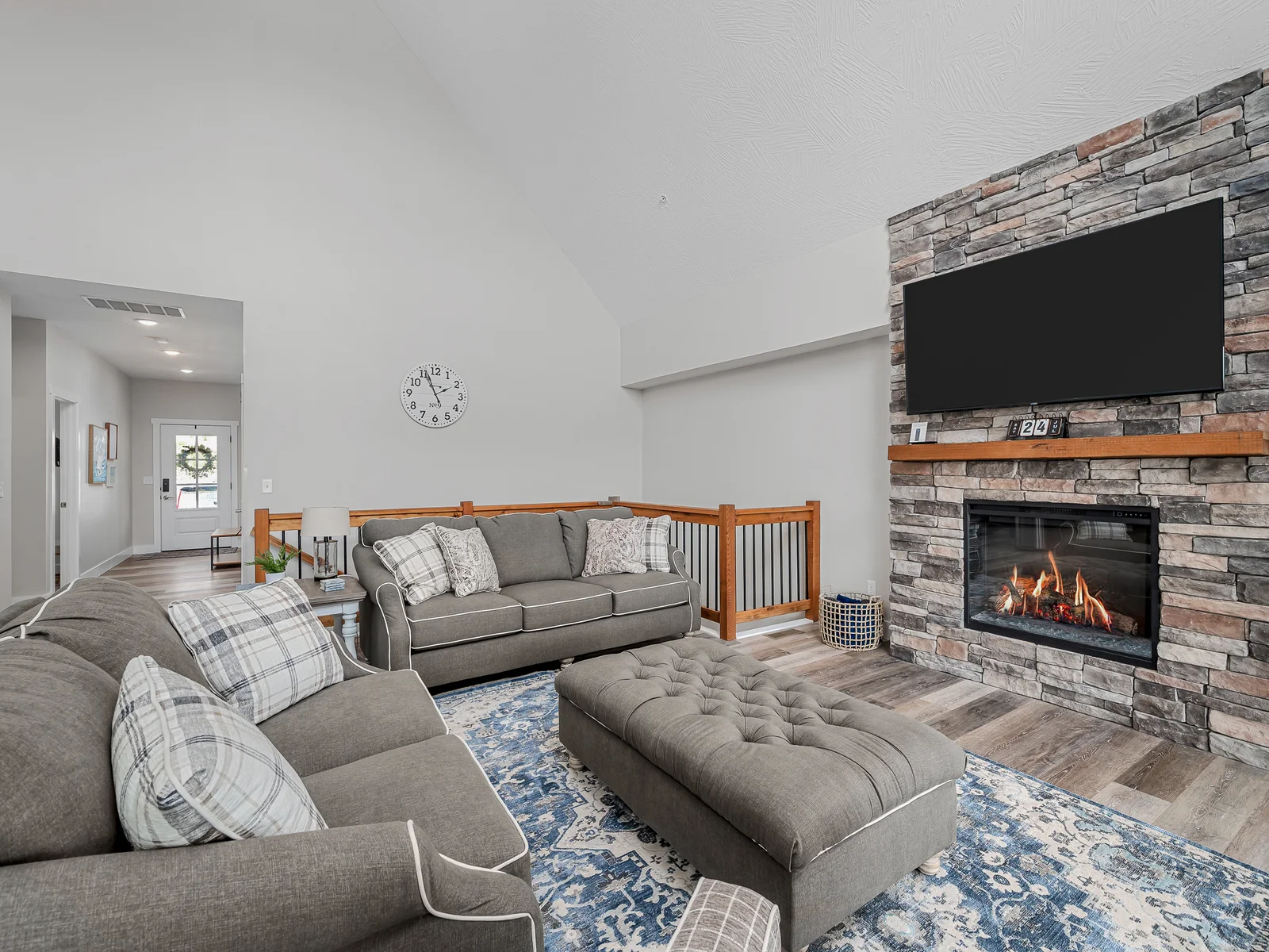 Lovely living room with gas fireplace
