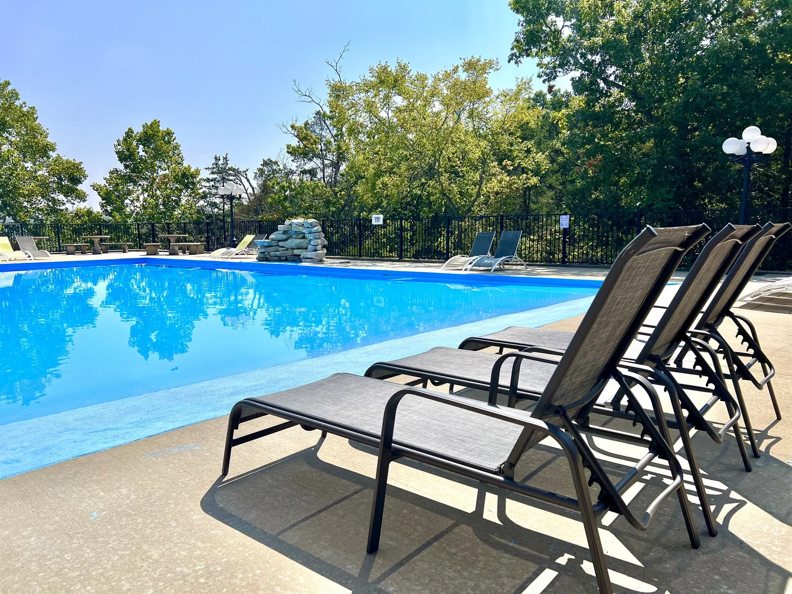 Large community pool overlooking the Ozarks