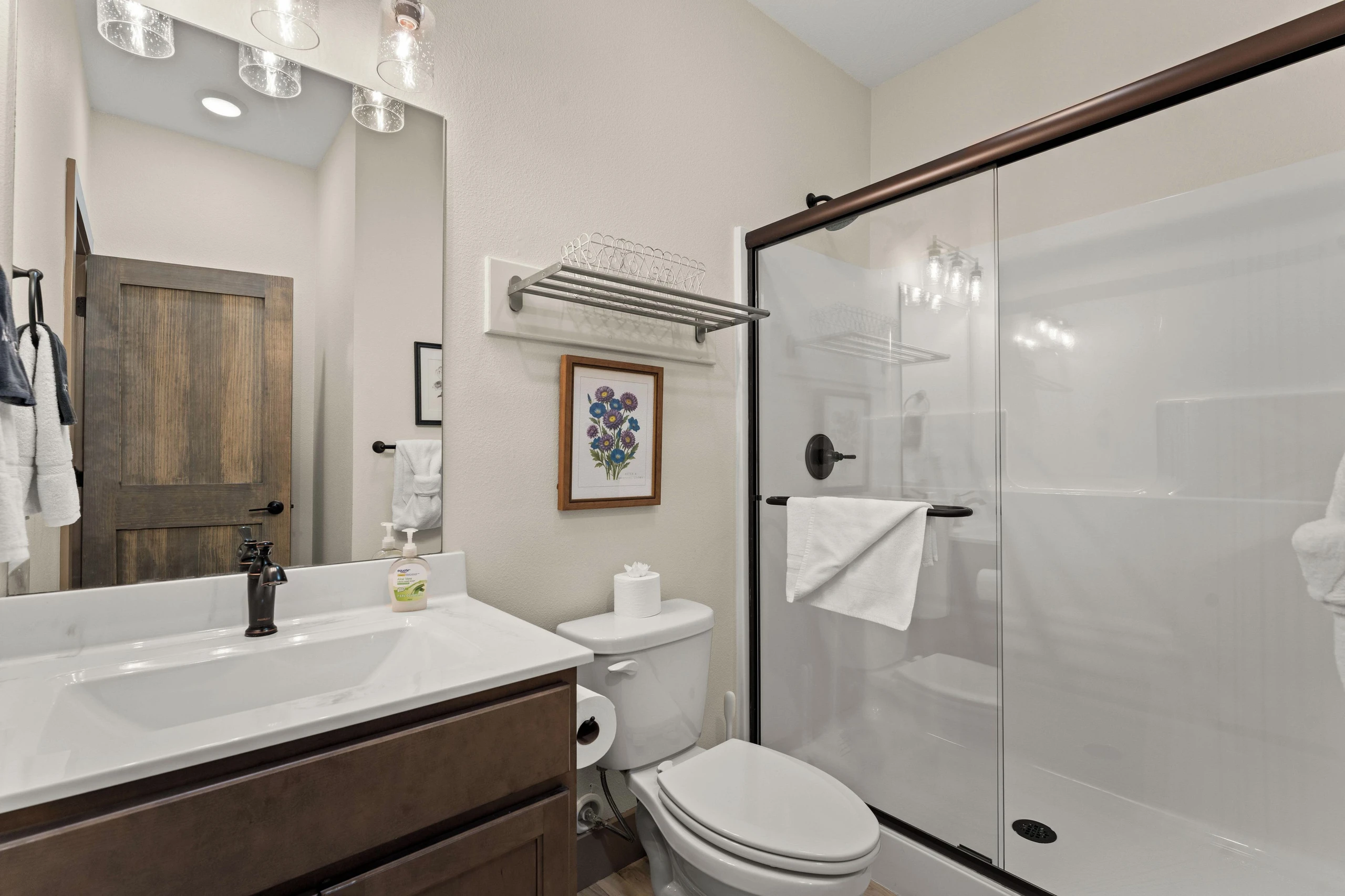 Ensuite for Bedroom on the left. Walk in shower.